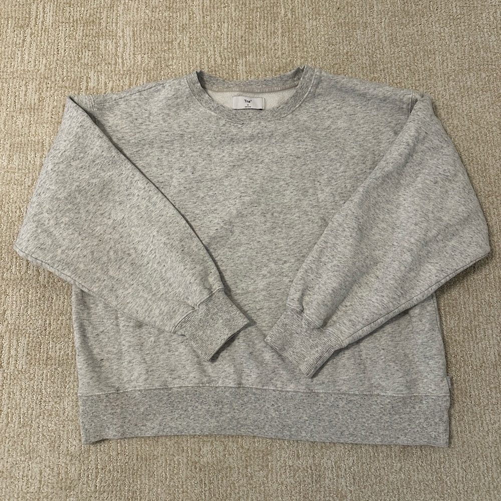 TNA Cozy Crewneck Heather Cloud White